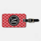 Étiquette À Bagage Trellis marocain rouge chic personnalisé (Devant horizontal)
