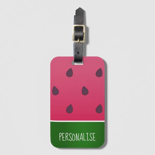 Étiquette À Bagage Trendy Bold Watermelon Custom Text (Devant Vertical)