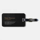 Étiquette À Bagage Trendy Stylish Grey Wood Nom de l'entreprise (Dos horizontal)