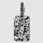 Étiquette À Bagage Triangle noir et gris Monogramme Voyage des bagage (Devant Vertical)
