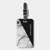 Étiquette À Bagage Triangle Noir Et Marbré Blanc (Devant Vertical)