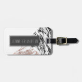 Étiquette À Bagage Triangles géométriques de rose blanc de marbre (Devant horizontal)