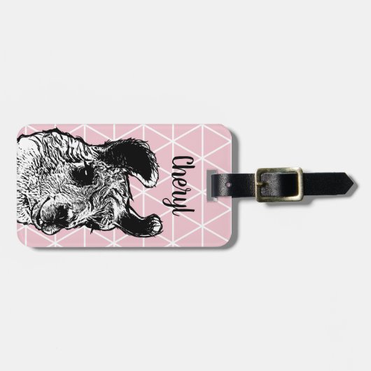 Étiquette À Bagage Triangles Llama Noir & Blanc tendance (Devant horizontal)