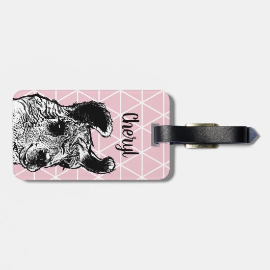Étiquette À Bagage Triangles Llama Noir & Blanc tendance (Dos horizontal)