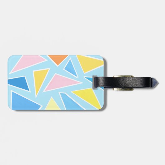 Étiquette À Bagage Triangles pastel sur bleu pâle (Dos horizontal)