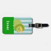 Étiquette À Bagage Tricératops vert mignon pour les enfants (Devant horizontal)