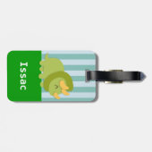 Étiquette À Bagage Tricératops vert mignon pour les enfants (Dos horizontal)