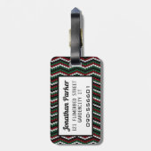 Étiquette À Bagage Tricot d'hiver chevron design personnalisé (Dos Vertical)