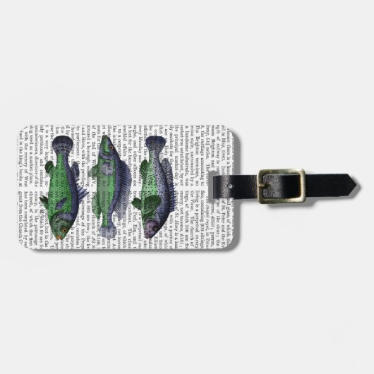 Étiquette À Bagage Trio poisson bleu et vert (Devant horizontal)