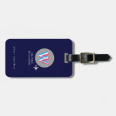 Étiquette À Bagage Trois calques initial W (modifiable) Blue Aero (Devant horizontal)