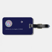 Étiquette À Bagage Trois calques initial W (modifiable) Blue Aero (Dos horizontal)