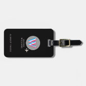 Étiquette À Bagage Trois calques initial W (modifiable) Noir (Devant horizontal)