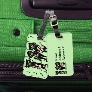 Étiquette À Bagage Trois chats noirs jouant des instruments de musiqu