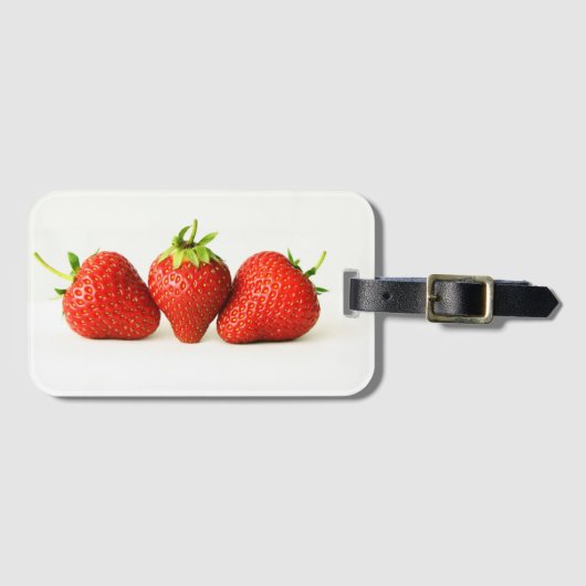 Étiquette À Bagage Trois fraises sur blanc bc ltcna (Devant Horizontal)