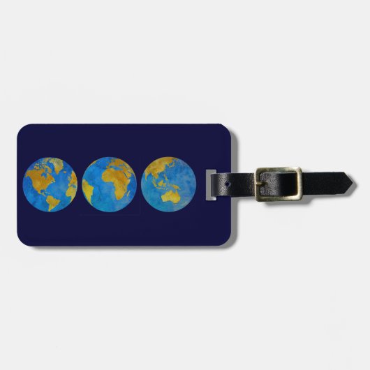 Étiquette À Bagage Trois globes (Devant horizontal)