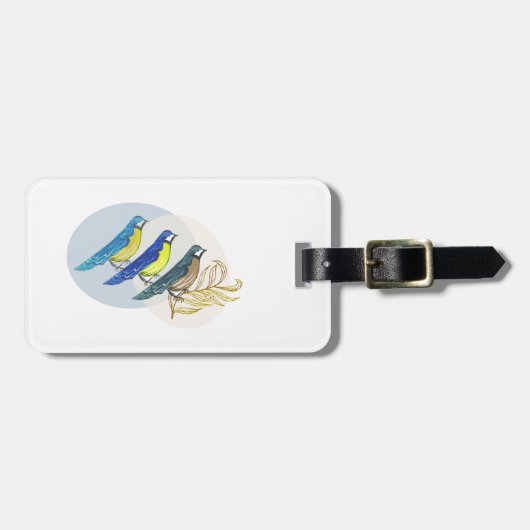 Étiquette À Bagage Trois oiseaux (Devant horizontal)