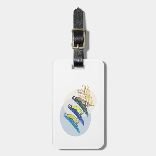 Étiquette À Bagage Trois oiseaux (Devant Vertical)