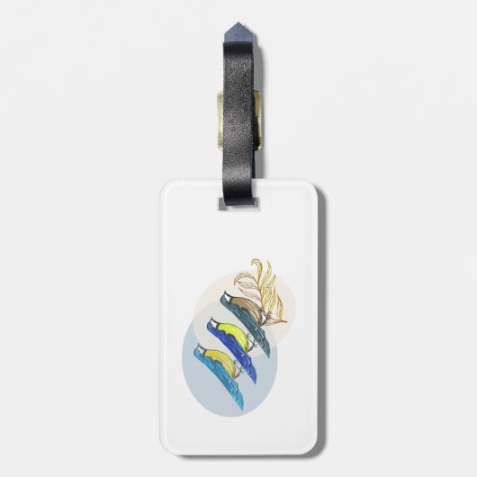 Étiquette À Bagage Trois oiseaux (Dos Vertical)