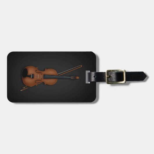 Étiquette À Bagage Trompe L'oeil Violon & Bow Coque aux instruments p (Devant horizontal)