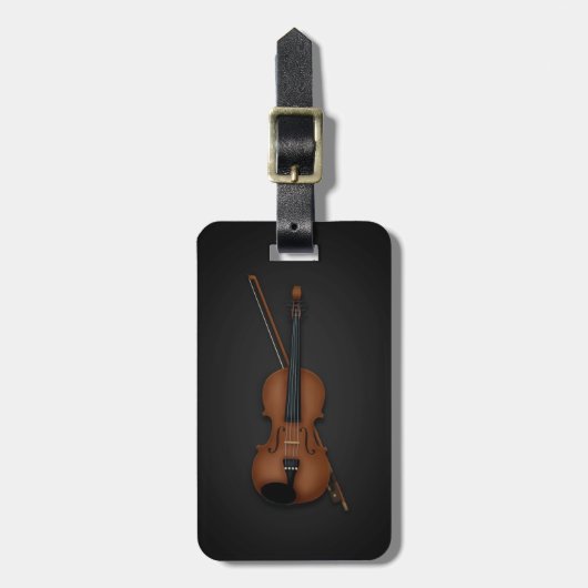 Étiquette À Bagage Trompe L'oeil Violon & Bow Coque aux instruments p (Devant Vertical)