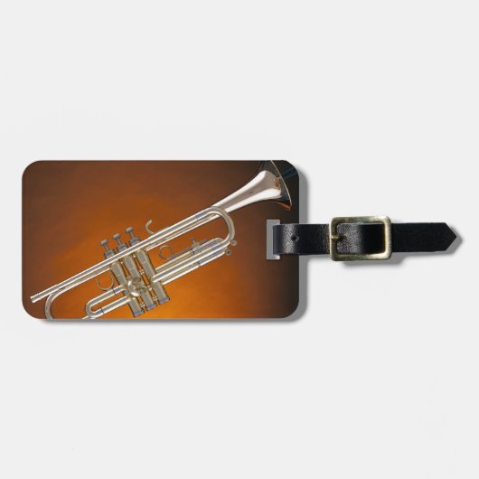 Étiquette À Bagage Trompette sur l'or (Devant horizontal)