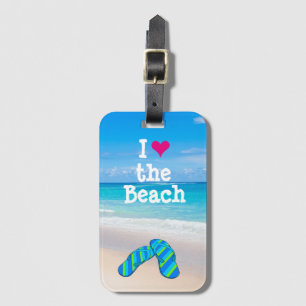Étiquette À Bagage Tropical Beach Flip Flops Ocean Sand Palm Fronds