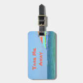 Étiquette À Bagage Tropical Colorful Beach Umbrella Vue Océanique (Devant Vertical)