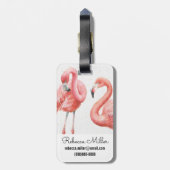 Étiquette À Bagage Tropical| Famille des Flamants roses (Dos Vertical)