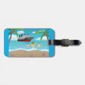 Étiquette À Bagage Tropical Family Beach Cruise Fun (Dos horizontal)