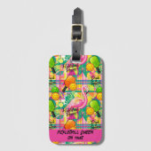 Étiquette À Bagage Tropical Flamingo Pickleball (Devant Vertical)