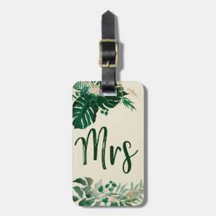 Étiquette À Bagage Tropical Foliage Bride Trendy Mrs Honeymoon Travel