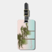 Étiquette À Bagage Tropical Girly Moderne, Palmier (Devant Vertical)