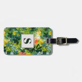 Étiquette À Bagage Tropical Green Abstrait Botanical Monogrammé (Devant horizontal)