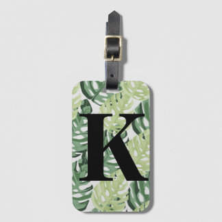 Étiquette À Bagage Tropical Green Jungle Monstera Feuille Motif