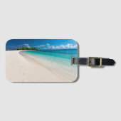 Étiquette À Bagage Tropical Island Footprints On The Sand (Devant Horizontal)