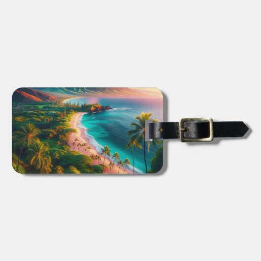 Étiquette À Bagage Tropical Maui Island Paradise (Devant horizontal)
