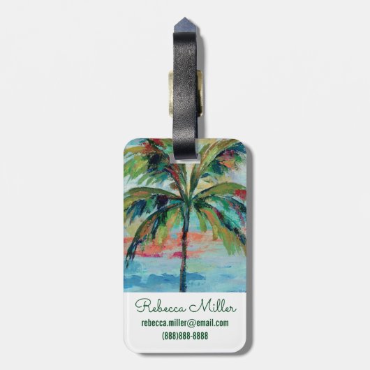 Étiquette À Bagage Tropical| Palmier (Dos Vertical)