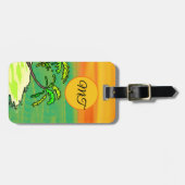 Étiquette À Bagage Tropical Paradise Orange Sunset Personalized (Devant horizontal)