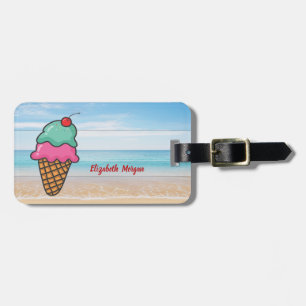 Étiquette À Bagage Tropical,Plage,Mer,Sable,Glace personnalisée