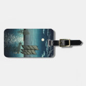 Étiquette À Bagage Tsuchiya Koitsu - Bateaux à Shinagawa, Nuit (Devant horizontal)