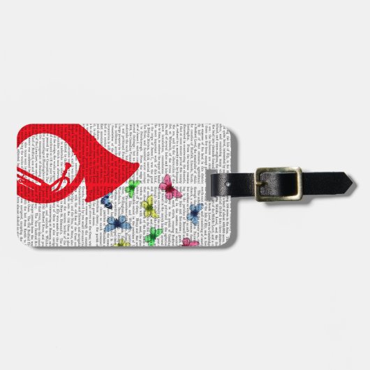 Étiquette À Bagage Tuba avec papillons (Devant horizontal)