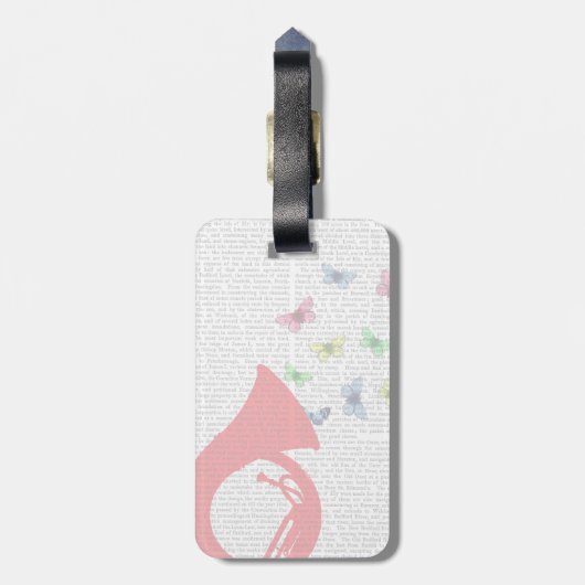 Étiquette À Bagage Tuba avec papillons (Dos Vertical)