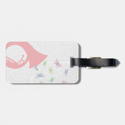 Étiquette À Bagage Tuba avec papillons (Dos horizontal)