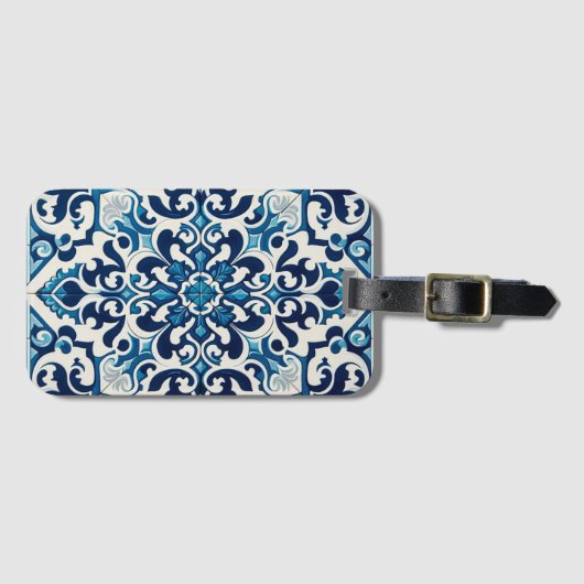 Étiquette À Bagage Tuile bleue portugaise (Devant Horizontal)