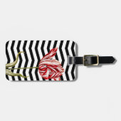 Étiquette À Bagage Tulip Botanique Chevron Stripes Motif (Devant horizontal)