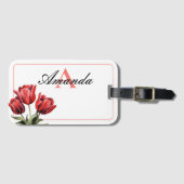 Étiquette À Bagage Tulipe monographique Vector rose et blanc (Devant Horizontal)