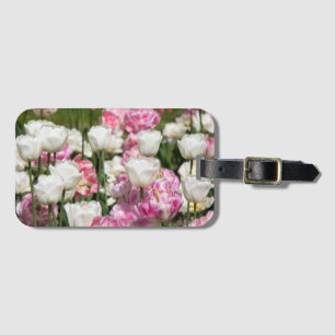 Étiquette À Bagage Tulipes blanches et roses brillantes par jour enso