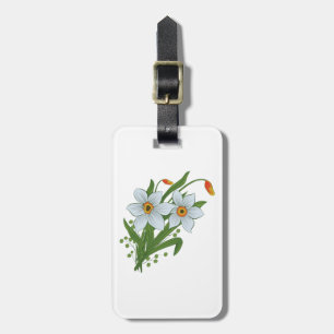 Étiquette À Bagage Tulipes et fleurs de jonquilles