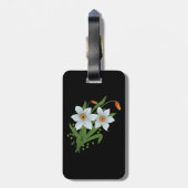 Étiquette À Bagage Tulipes et jonquilles Fleurs Arrière - plan noir (Dos Vertical)