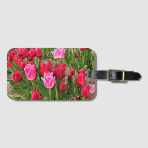 Étiquette À Bagage Tulipes roses et rouges